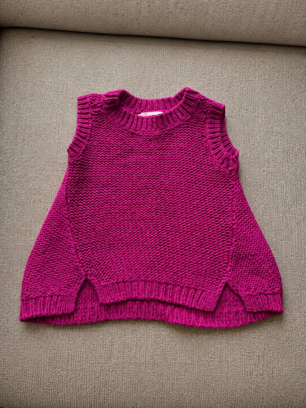 Hot Pink Chunky Sleeveless Knit Sweater Vest Tunic Baby Girl 12-18M